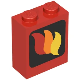 Brick 1 x 2 x 2 with Fire Logo Print