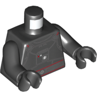 Lego Torso Armor with Chest Control Panel, Red Outlined Belt Print, Black Arms and Hands / Black