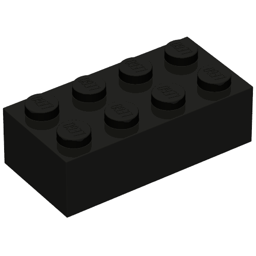 Lego Brick 2 x 4 without Cross Supports / Black