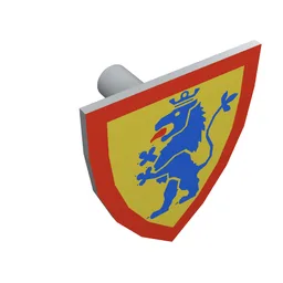 Shield Triangular with Blue Lion, and Yellow Background Print / Light Bluish Gray