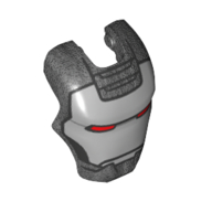 Lego Headwear Accessory Visor Top Hinge, Rounded, with Red Eyes Print / Pearl Titanium