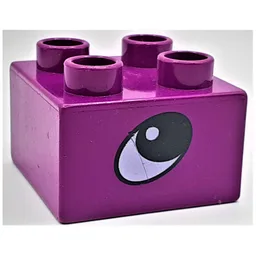 Duplo Brick 2 x 2 with Eye, Rhino's Print on Two Sides / Purple