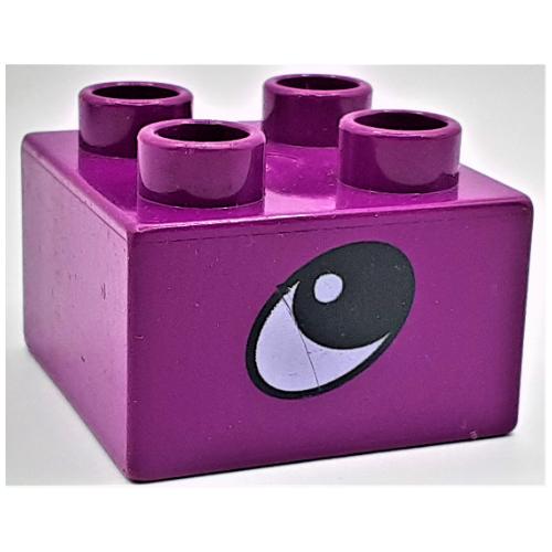 Lego Duplo Brick 2 x 2 with Eye, Rhino's Print on Two Sides / Purple