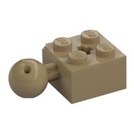 Lego Technic Brick Special 2 x 2 with Ball and Axle Hole, with 6 Holes in Ball / Dark Tan