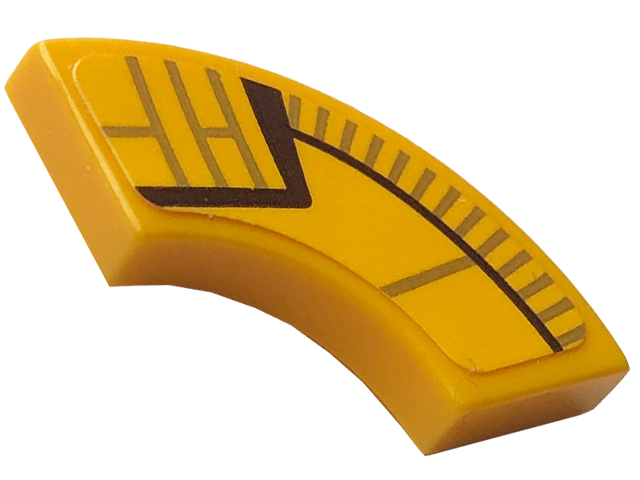 Lego Tile, Round Corner 2 x 2 Macaroni with Dark Brown and Gold Lines Pattern Model Left Side (Anubis Collar) (Sticker) - Set 77013