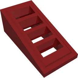Brick Sloped 18° 2 x 1 x 2/3 with 4 Slots / Grate / Dark Red