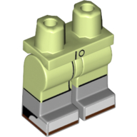 Lego Hips with Yellowish Green Legs and Light Bluish Gray Boots Pattern with Black/White Shoes, Dark Red Toes print / Yellowish Green