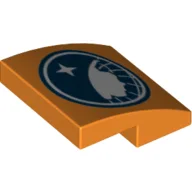 Brick Curved 2 x 2 x 2/3 with Dark Blue/White Arctic Explorer Logo Print / Orange