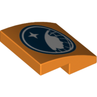 Lego Brick Curved 2 x 2 x 2/3 with Dark Blue/White Arctic Explorer Logo Print / Orange
