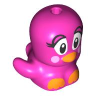 Lego Animal, Bird, Bright Light Orange Beak and Feet, Bright Pink Cheeks, Eyelashes Print / Dark Pink
