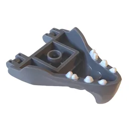 Creature Body Part, Dragon Head Lower Jaw with 6 Studs on Top, Spike, White Teeth Print / Dark Bluish Gray