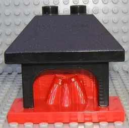 Duplo Fireplace with Black Top with 2 Top Studs / Red