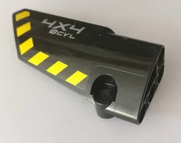 Technic, Panel Fairing # 3 Small Smooth Long, Side A with '4X4 8CYL' and Black and Yellow Danger Stripes Pattern (Sticker) - Set 42082
