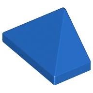 Brick Sloped 45° 2 x 1 Triple with Ovoid Bottom Pin / Blue