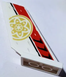 Tail Shuttle with Red Stripe, Black Line and Air Intake, Gold Circle with Petals and Inner Circle Pattern Model Left Side (Sticker) - Set 71739