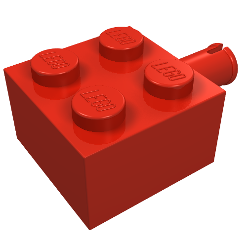 Lego Brick Special 2 x 2 with Pin and No Axle Hole / Red