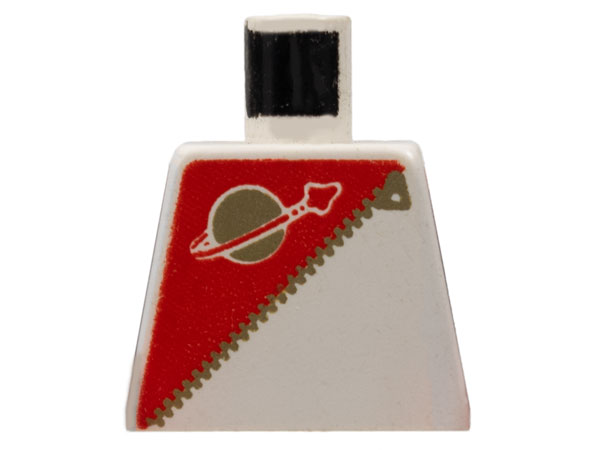 Lego Torso Futuron Uniform with Red Panel, Gold Zipper, and Classic Space Logo Pattern
