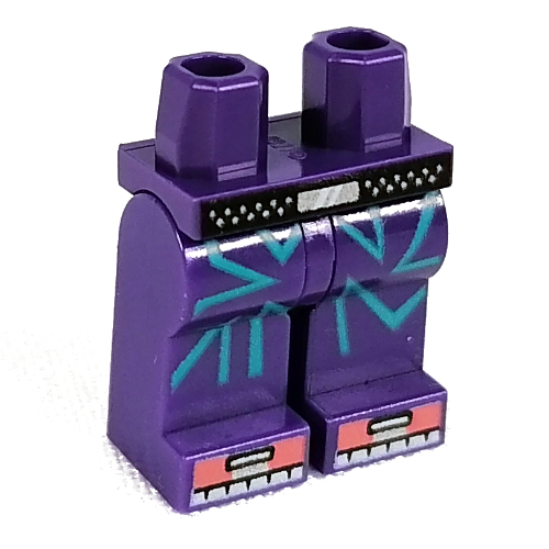Lego Hips and Dark Purple Legs with Black Belt, Silver Diamond, Dark Turquoise Stripes, Coral Toes print / Dark Purple