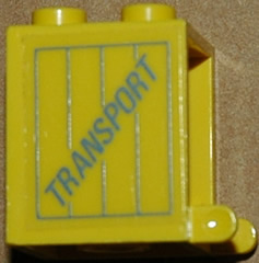 Lego Container, Box 2 x 2 x 2 - Solid Studs with 'TRANSPORT' on Crate Pattern on Both Sides (Stickers) - Set 1552-1
