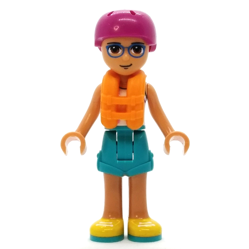 Lego Sebastian - White Top, Dark Turquoise Shorts, Magenta Helmet, Orange Life Vest