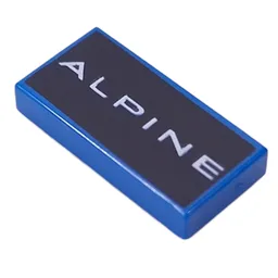 Tile 1 x 2 with White 'ALPINE' on Black Background Print