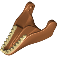 Lego Animal Body Part, Dinosaur, Tyrannosaurus Rex Lower Jaw with Tan Teeth Print / Dark Orange