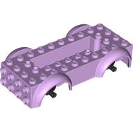 Lego Vehicle Base 4 x 10 x 2 1/2 with Mudguards, Wheel Pins and 6 x 2 Centre Recess with 3 Holes, Black Wheel Holders / Lavender