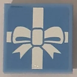 Tile, Modified 2 x 2 Inverted with Gift Wrap White Bow Pattern (Sticker) - Set 41453