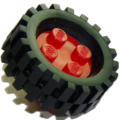 Lego Wheel Classic 4 Studs and Metal Axle Cam with Black Tire 30 x 10.5 Offset Tread (7039 / 2346)