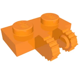 Hinge Plate 1 x 2 Locking with 2 Fingers on Side, 7 Teeth / Orange