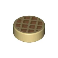Tile Round 1 x 1 with Waffle, Dark Orange Edges Print / Tan