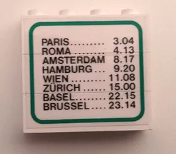 Stickered Assembly 4 x 1 x 3 with Train Schedule Pattern (Sticker) - Sets 7715 / 7745
