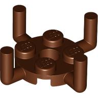 Lego Plate Special Round 2 x 2 with Pin Hole and 4 Bars Up / Reddish Brown