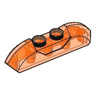 Lego Brick Curved 1 x 4 with Sloped Ends and Two Top Studs / Trans-Neon Orange