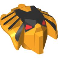 Lego Minifig Head Special, Toa Mahri Hewkii / Jaller Head with Red Eyes (Hewki) / Bright Light Orange