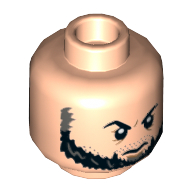 Lego Minifig Head Ulysses Klaue, Dual Sided, Eyebrows and Beard, Firm / Angry Expression Print [Hollow Stud] / Light Nougat