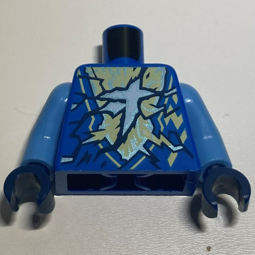 Lego Torso Robes, Medium Yellow Lightning, White Asian Symbol print, Blue Arms, Dark Blue Hands / Blue
