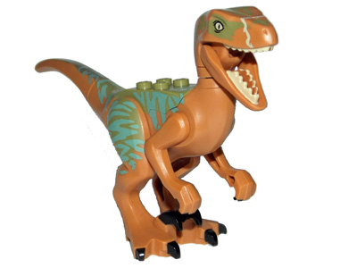 Lego Dinosaur Raptor / Velociraptor with Olive Green Back and Sand Green Markings (Jurassic World Echo)