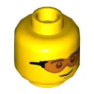 Minifig Head, Trans-Orange Glasses Print / Yellow
