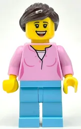 Bright Pink Torso, Medium Azure Legs, Dark Brown Hair