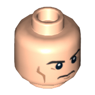 Lego Minifig Head Superman, Eyebrows, Cheek Lines, Frown / Determined Print / Light Nougat