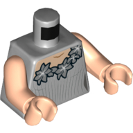 Lego Torso Dress, Flowers on Collar Print, Light Nougat Arms and Hands / Light Bluish Gray