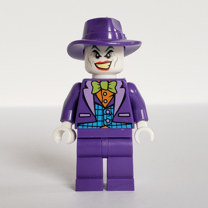 Lego The Joker with Lime Bow Tie and Wide Brim Dark Purple Hat