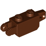 Lego Hinge Brick 1 x 2 Locking with 1 Finger Vertical End and 2 Fingers Vertical End, 9 Teeth / Reddish Brown