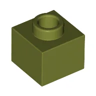 Plate 1 x 1 x 2/3 with Open Stud / Olive Green