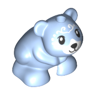 Lego Animal, Hamster / Bear with Black Eyes - Black Nose and Mouth in White Muzzle - White Face Decorations Print (Lil' Blu) / Bright Light Blue
