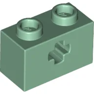 Technic Brick 1 x 2 with Axle Hole Type 1 [+ Opening] and Bottom Pin / Sand Green