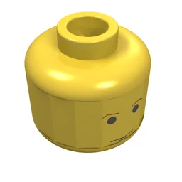Minifig Head Luke Skywalker / Obi-Wan Kenobi, Brown Eyebrows and Chin Dimple Print [Blocked Open Stud] / Yellow