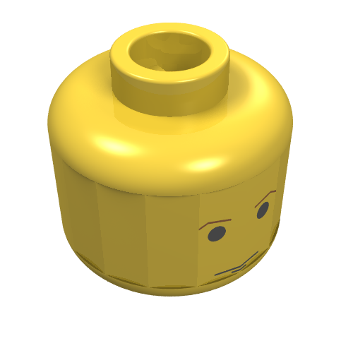 Lego Minifig Head Luke Skywalker / Obi-Wan Kenobi, Brown Eyebrows and Chin Dimple Print [Blocked Open Stud] / Yellow