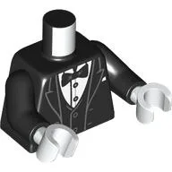 Torso, Jacket, Tuxedo, White Shirt, Black Bow Tie Print, Black Arms, White Hands